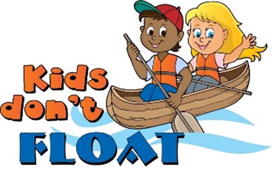 Kids Don't Float with two children wearing life vests in a canoe